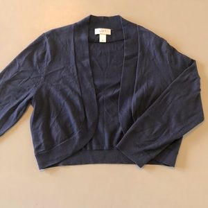 LOFT Navy blue cardigan sweater cropped Medium